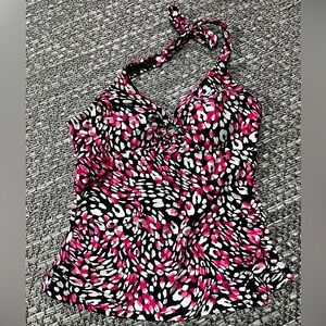 Krista | Black & Pink Cheetah Print Tankini